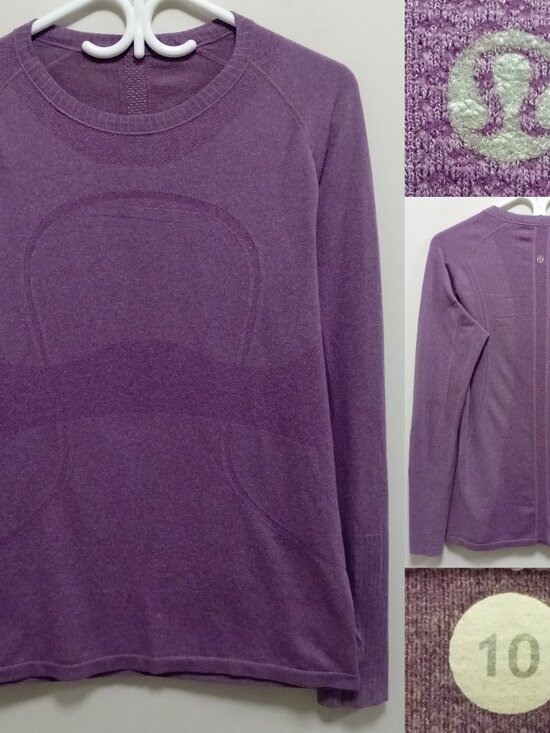 lululemon athletica Tops - Lululemon Run Swiftly Tech Size 10 Large Long Sleeve Persian Purple Yoga